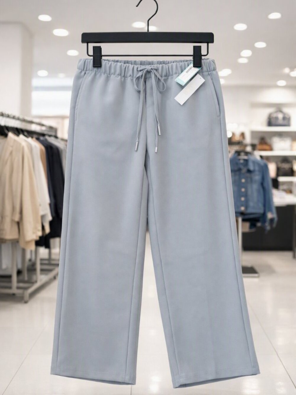 Tribal Wide-Leg Drawstring Pants in Light Gray Size XS Extra Small NWT